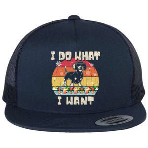 I Do What I Want Dachshund Retro Christmas Style Funny Gift Flat Bill Trucker Hat