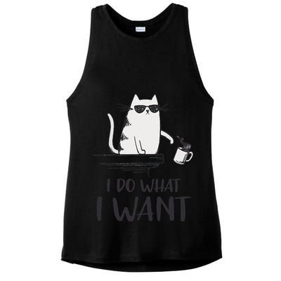 I Do What I Want Funny Cat Lovers Ladies PosiCharge Tri-Blend Wicking Tank