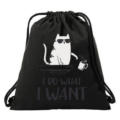 I Do What I Want Funny Cat Lovers Drawstring Bag