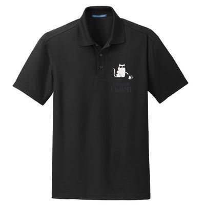 I Do What I Want Funny Cat Lovers Dry Zone Grid Polo