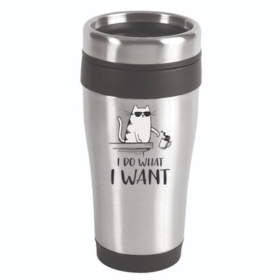 I Do What I Want Funny Cat Lovers 16oz Travel Tumbler
