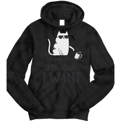 I Do What I Want Funny Cat Lovers Tie Dye Hoodie