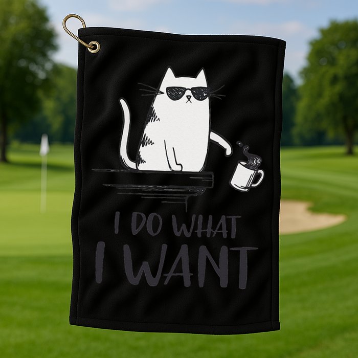 I Do What I Want Funny Cat Lovers Golf Towel
