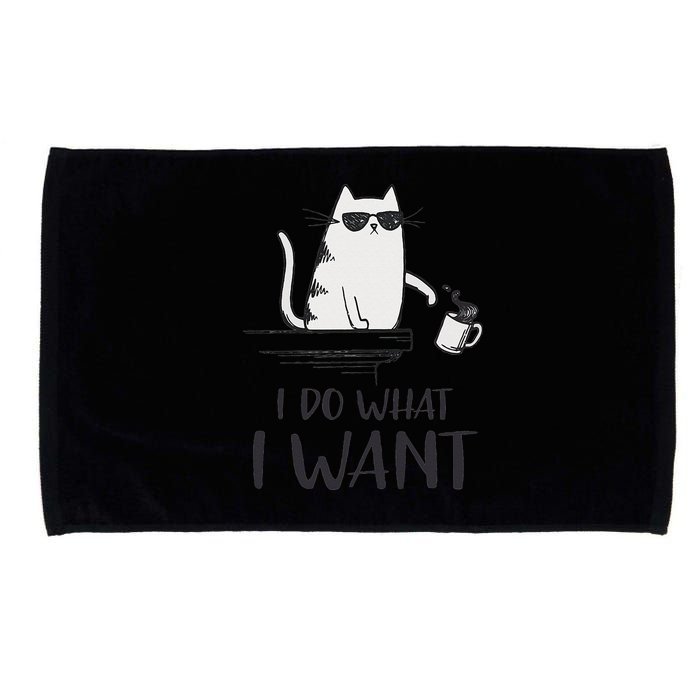 I Do What I Want Funny Cat Lovers Microfiber Hand Towel