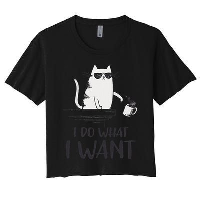 I Do What I Want Funny Cat Lovers Crop Top