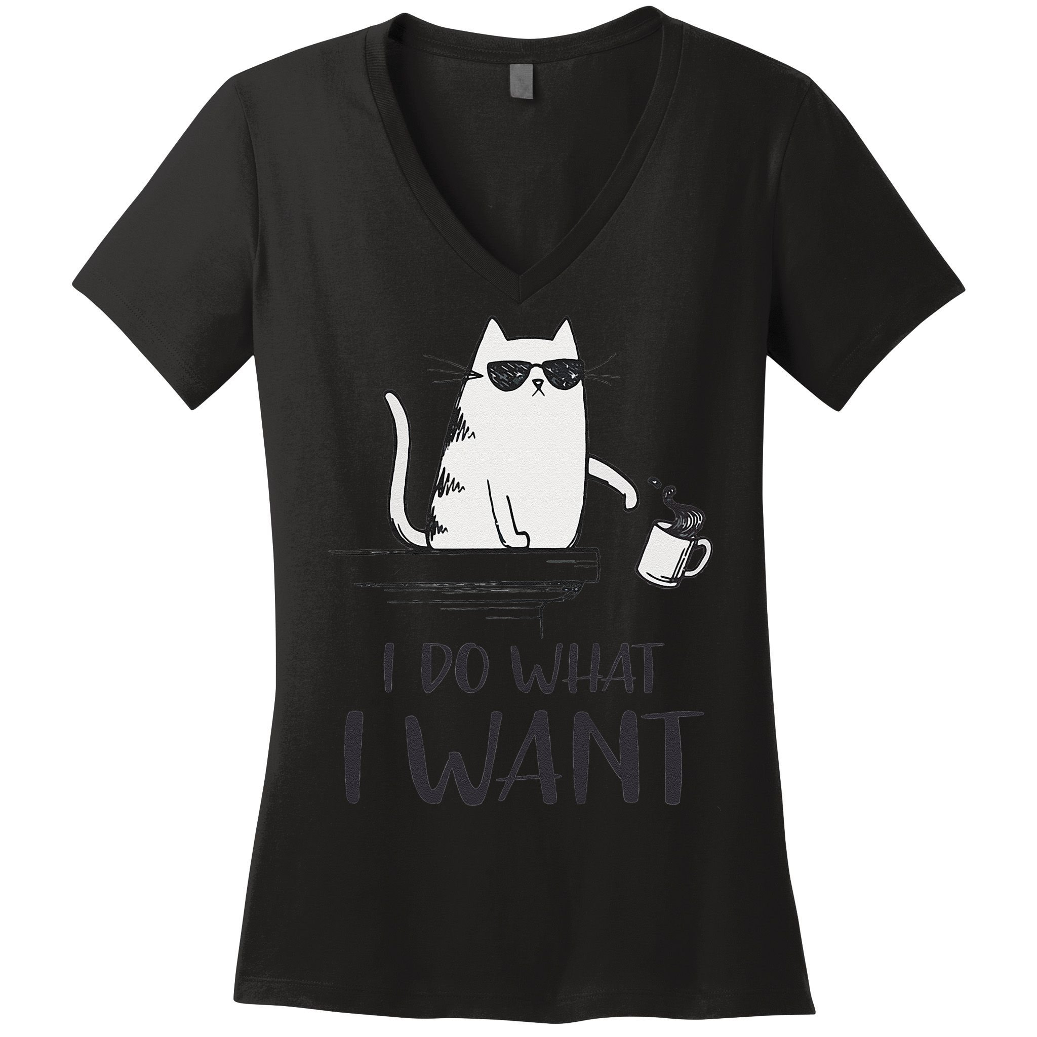 I Do What I Want Funny Cat Lovers Women's V-Neck T-Shirt