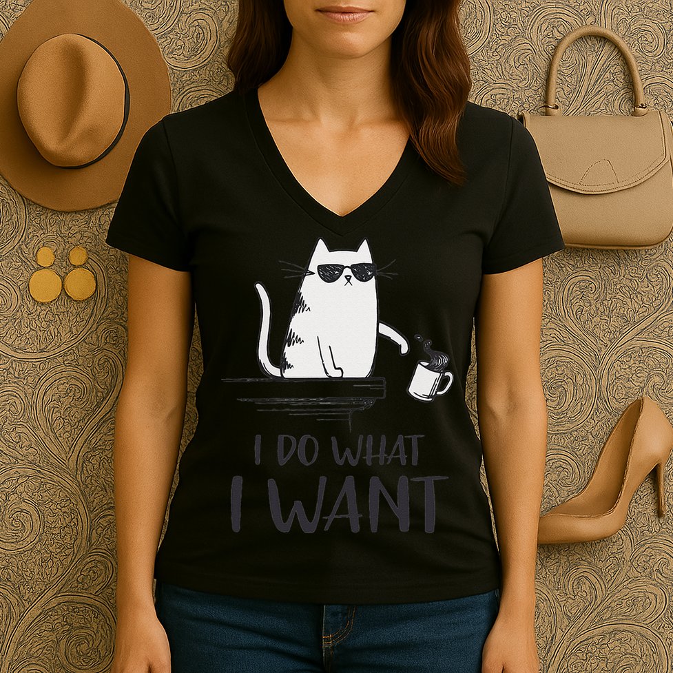 I Do What I Want Funny Cat Lovers Women's V-Neck T-Shirt