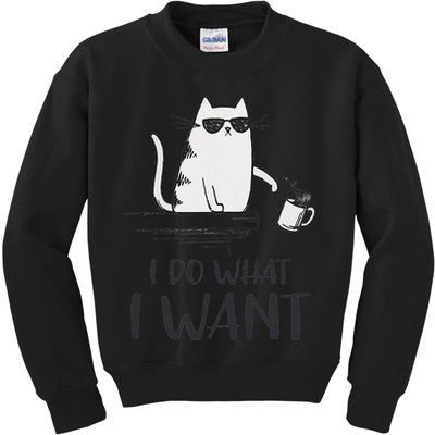 I Do What I Want Funny Cat Lovers Kids Sweatshirt