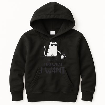 I Do What I Want Funny Cat Lovers Kids Hoodie