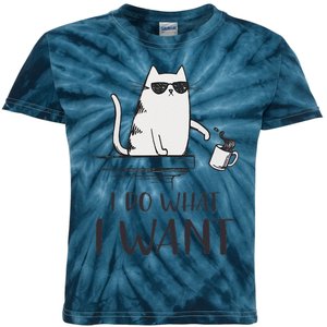 I Do What I Want Funny Cat Lovers Kids Tie-Dye T-Shirt