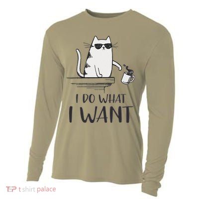 I Do What I Want Funny Cat Lovers Cooling Performance Long Sleeve Crew