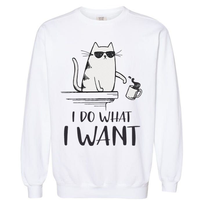 I Do What I Want Funny Cat Lovers Garment-Dyed Sweatshirt