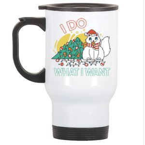 I Do What I Want Mischievous Christmas Cat Gift Stainless Steel Travel Mug