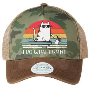 I Do What I Want Funny Black Cat Lovers Legacy Tie Dye Trucker Hat