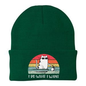 I Do What I Want Funny Black Cat Lovers Knit Cap Winter Beanie