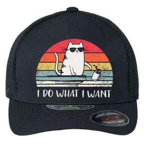 I Do What I Want Funny Black Cat Lovers Flexfit Unipanel Trucker Cap