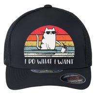 I Do What I Want Funny Black Cat Lovers Flexfit Unipanel Trucker Cap