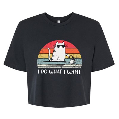 I Do What I Want Funny Black Cat Lovers Bella+Canvas Jersey Crop Tee