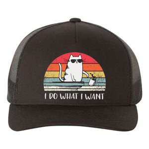 I Do What I Want Funny Black Cat Lovers Yupoong Adult 5-Panel Trucker Hat