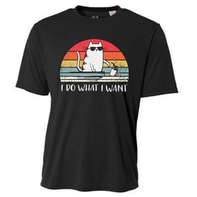 I Do What I Want Funny Black Cat Lovers Cooling Performance Crew T-Shirt