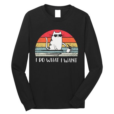 I Do What I Want Funny Black Cat Lovers Long Sleeve Shirt