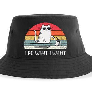 I Do What I Want Funny Black Cat Lovers Sustainable Bucket Hat