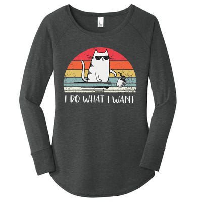 I Do What I Want Funny Black Cat Lovers Women's Perfect Tri Tunic Long Sleeve Shirt