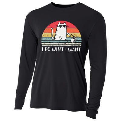 I Do What I Want Funny Black Cat Lovers Cooling Performance Long Sleeve Crew