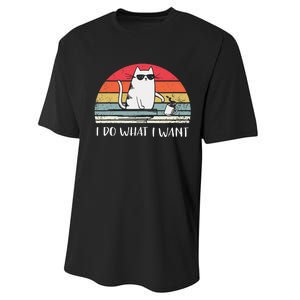 I Do What I Want Funny Black Cat Lovers Performance Sprint T-Shirt