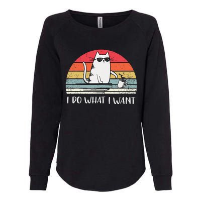 I Do What I Want Funny Black Cat Lovers Womens California Wash Sweatshirt