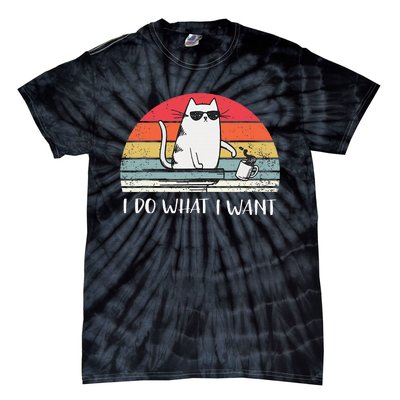 I Do What I Want Funny Black Cat Lovers Tie-Dye T-Shirt