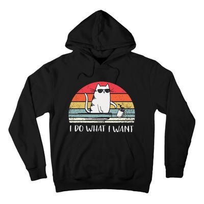 I Do What I Want Funny Black Cat Lovers Tall Hoodie