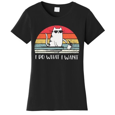 I Do What I Want Funny Black Cat Lovers Women's T-Shirt