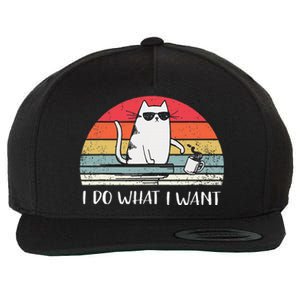 I Do What I Want Funny Black Cat Lovers Wool Snapback Cap