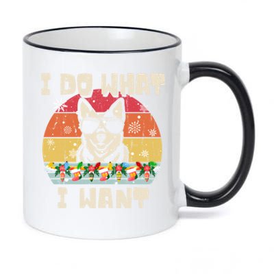 I Do What I Want Cattle Dog Retro Christmas Style Funny Gift 11oz Black Color Changing Mug