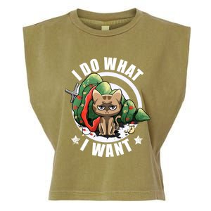 I Do What I Want Funny Cat Dad Cat Moms Christmas Cat Lovers Gift Garment-Dyed Women's Muscle Tee