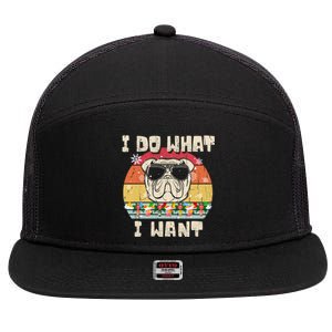 I Do What I Want Olde English Bulldog Retro Christmas Style Gift 7 Panel Mesh Trucker Snapback Hat