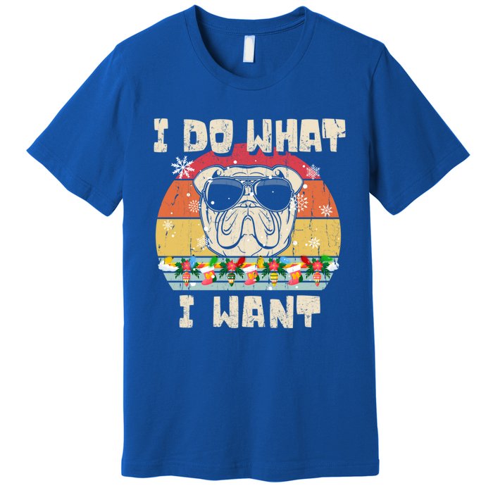 I Do What I Want Olde English Bulldog Retro Christmas Style Gift Premium T-Shirt