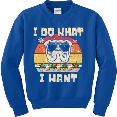 I Do What I Want Olde English Bulldog Retro Christmas Style Gift Kids Sweatshirt