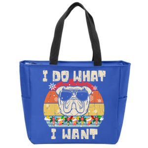 I Do What I Want Olde English Bulldog Retro Christmas Style Gift Zip Tote Bag