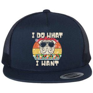 I Do What I Want Olde English Bulldog Retro Christmas Style Gift Flat Bill Trucker Hat