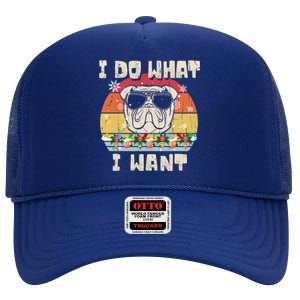 I Do What I Want Olde English Bulldog Retro Christmas Style Gift High Crown Mesh Back Trucker Hat