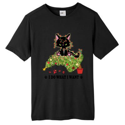 I Do What I Want Funny Black Cat Lover Christmas Tree Gift Tall Fusion ChromaSoft Performance T-Shirt