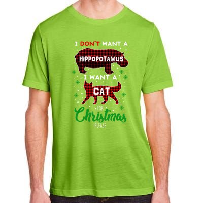 I DonT Want A Hippopotamus Want A Cat Red Plaid Christmas Gift Adult ChromaSoft Performance T-Shirt