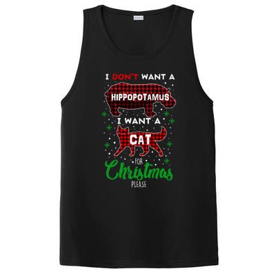 I DonT Want A Hippopotamus Want A Cat Red Plaid Christmas Gift PosiCharge Competitor Tank