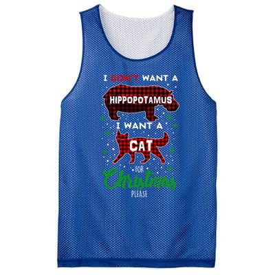 I DonT Want A Hippopotamus Want A Cat Red Plaid Christmas Gift Mesh Reversible Basketball Jersey Tank