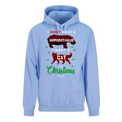 I DonT Want A Hippopotamus Want A Cat Red Plaid Christmas Gift Unisex Surf Hoodie