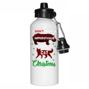 I DonT Want A Hippopotamus Want A Cat Red Plaid Christmas Gift Aluminum Water Bottle