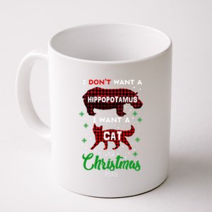 I DonT Want A Hippopotamus Want A Cat Red Plaid Christmas Gift Coffee Mug