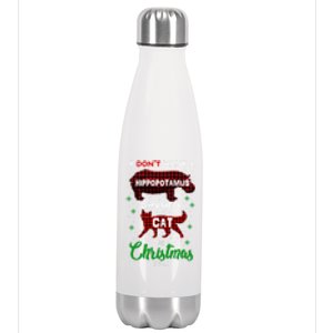 I DonT Want A Hippopotamus Want A Cat Red Plaid Christmas Gift Stainless Steel Insulated Water Bottle